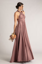 Luxe Satin Ballgown Multiway Infinity Dress in Dusty Mauve