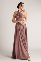 Luxe Satin Ballgown Multiway Infinity Dress in Dusty Mauve