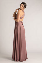 Luxe Satin Ballgown Multiway Infinity Dress in Dusty Mauve