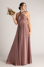 Luxe Satin Ballgown Multiway Infinity Dress in Dusty Mauve