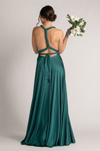 Luxe Satin Ballgown Multiway Infinity Dress in Emerald