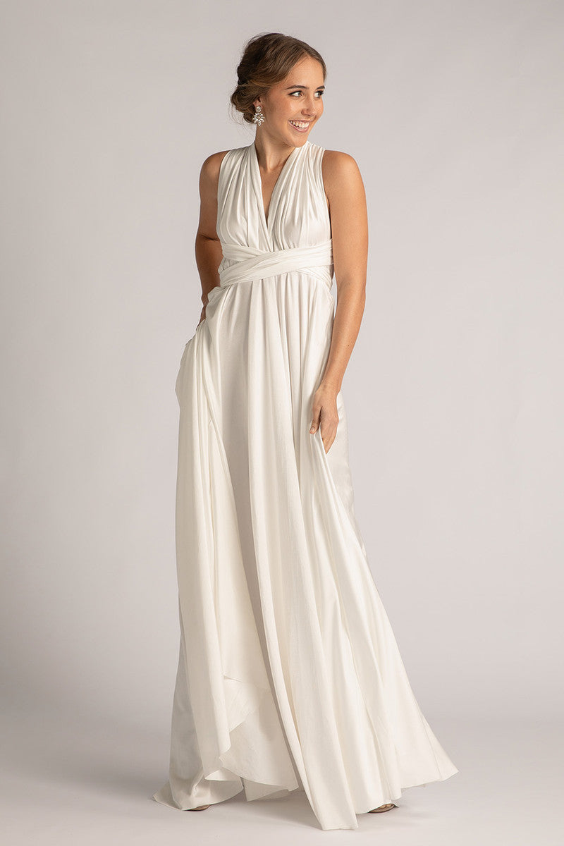 Luxe Satin Ballgown Multiway Infinity Dress in Ivory