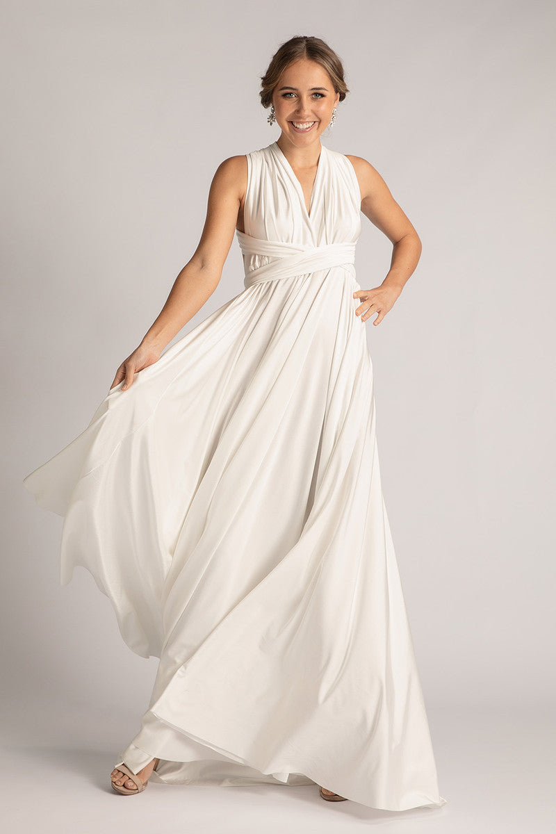 Luxe Satin Ballgown Multiway Infinity Dress in Ivory