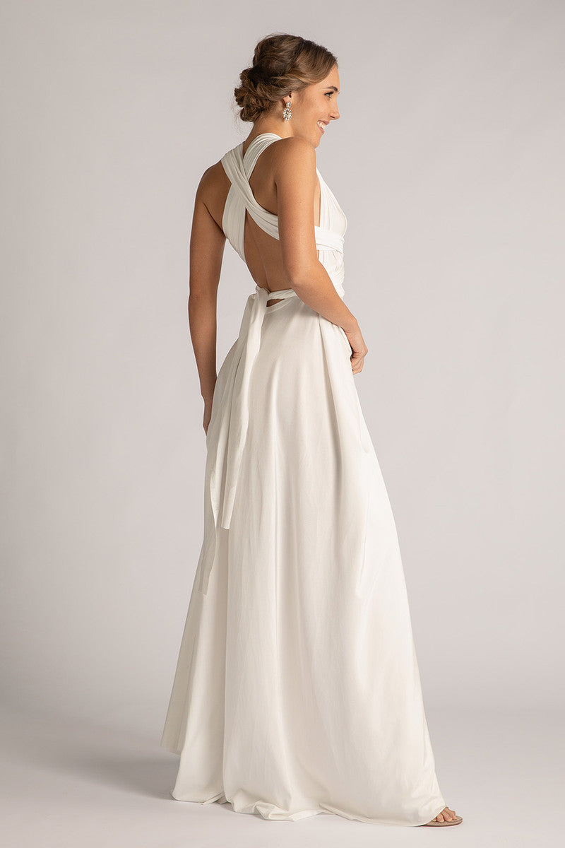 Luxe Satin Ballgown Multiway Infinity Dress in Ivory