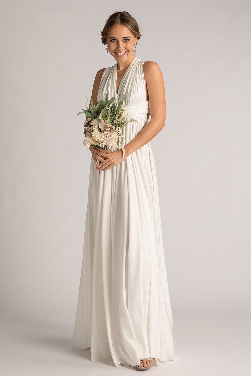 Luxe Satin Ballgown Multiway Infinity Dress in Ivory