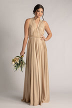 Luxe Satin Ballgown Multiway Infinity Dress in Light Gold