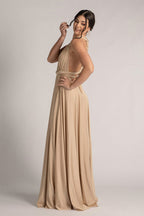 Luxe Satin Ballgown Multiway Infinity Dress in Light Gold