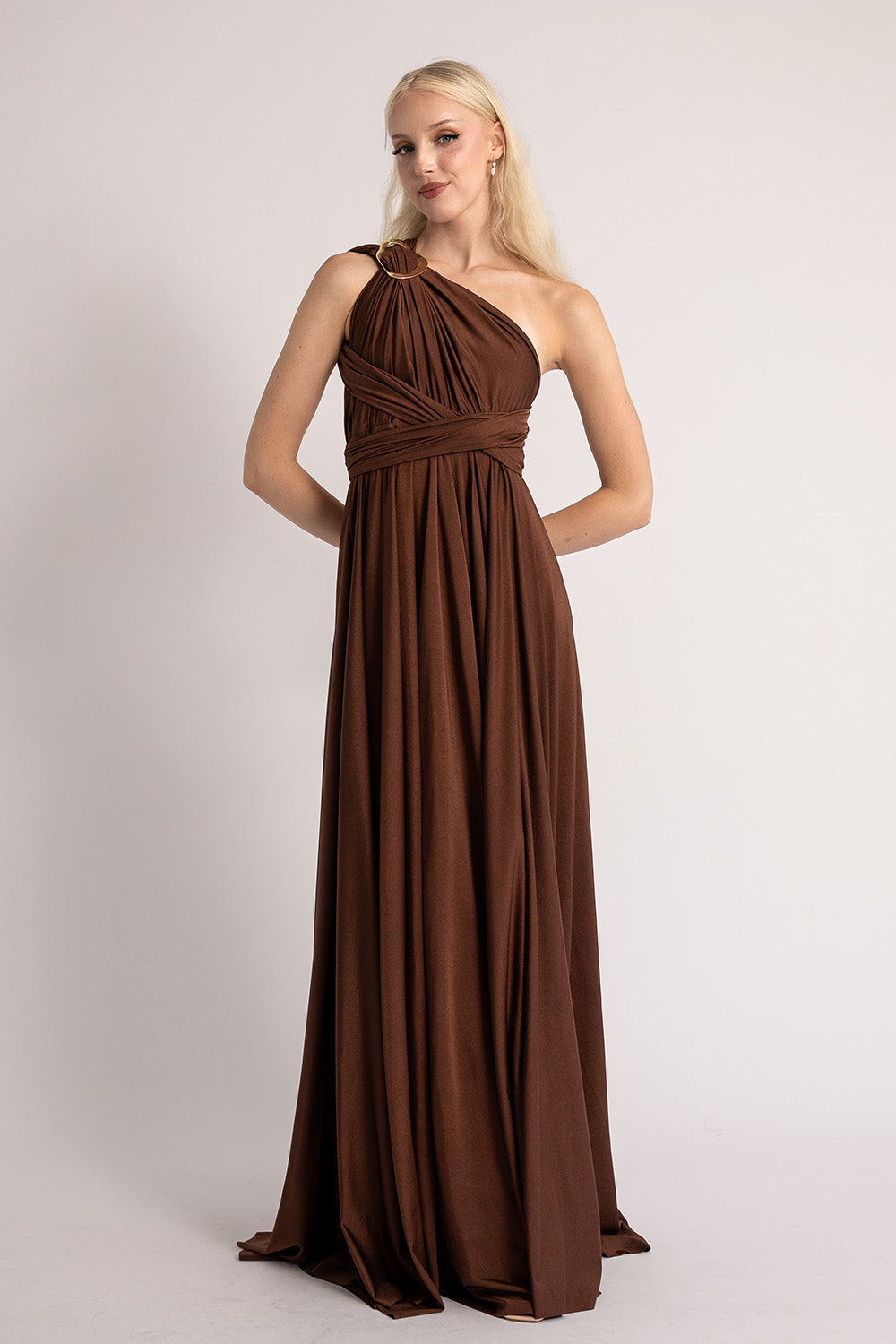 Luxe Satin Ballgown Multiway Infinity Dress in Mahogany