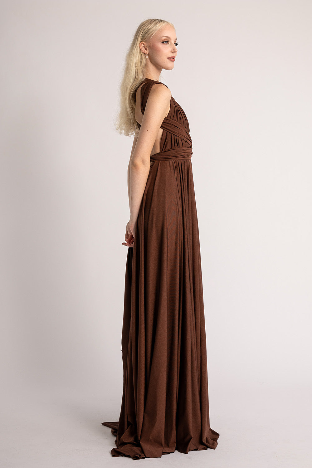 Luxe Satin Ballgown Multiway Infinity Dress in Mahogany