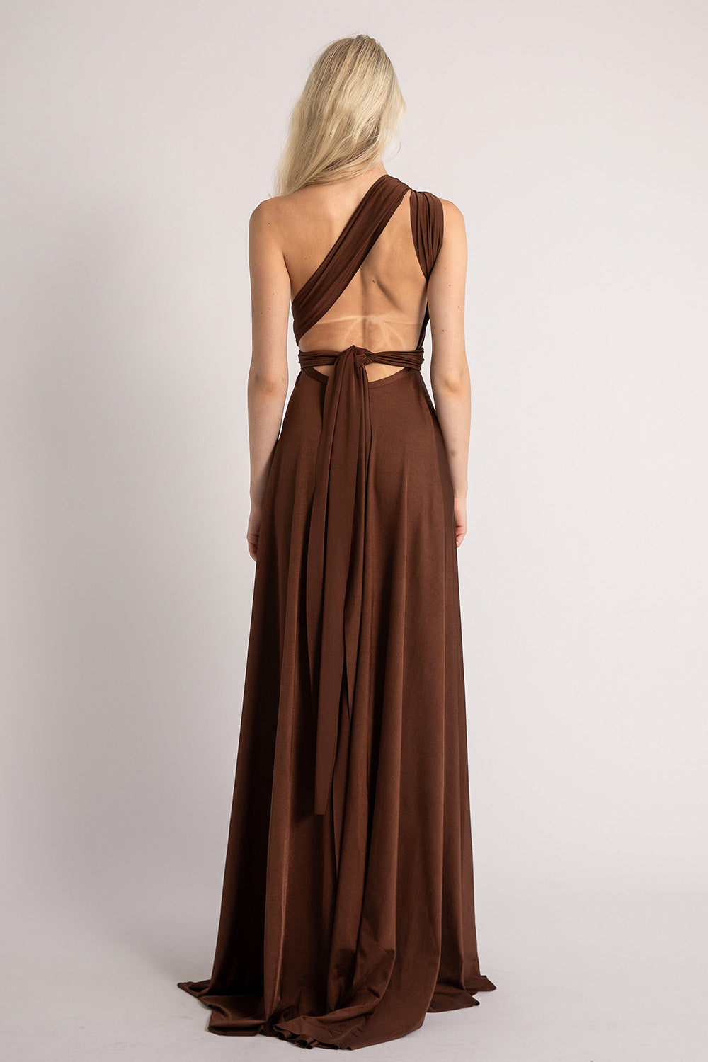Luxe Satin Ballgown Multiway Infinity Dress in Mahogany