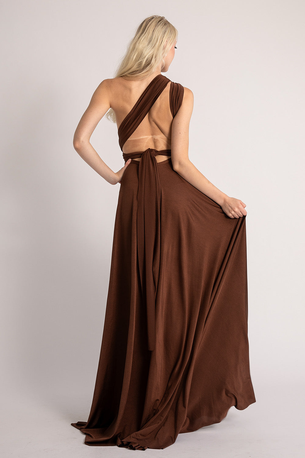 Luxe Satin Ballgown Multiway Infinity Dress in Mahogany