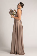Luxe Satin Ballgown Multiway Infinity Dress in Mocha