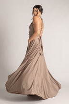 Luxe Satin Ballgown Multiway Infinity Dress in Mocha