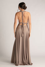 Luxe Satin Ballgown Multiway Infinity Dress in Mocha