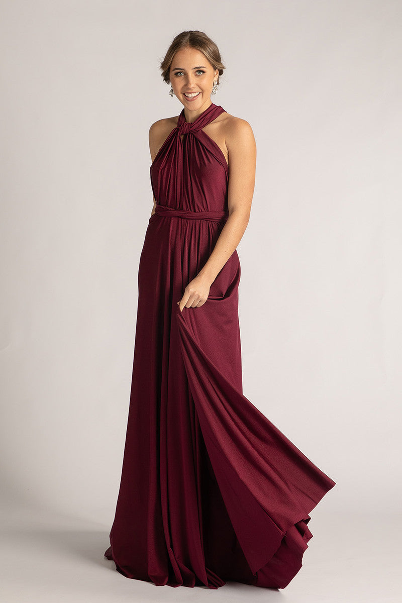 Luxe Satin Ballgown Multiway Infinity Dress in Mulberry