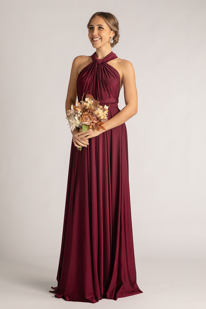 Luxe Satin Ballgown Multiway Infinity Dress in Mulberry