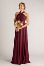 Luxe Satin Ballgown Multiway Infinity Dress in Mulberry