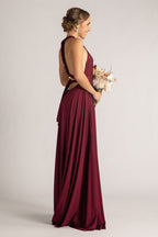 Luxe Satin Ballgown Multiway Infinity Dress in Mulberry