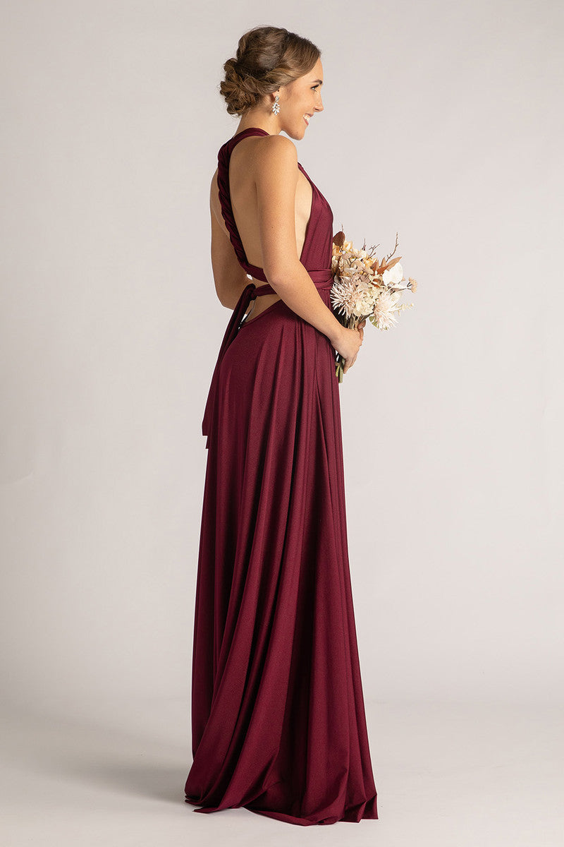 Luxe Satin Ballgown Multiway Infinity Dress in Mulberry