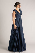 Luxe Satin Ballgown Multiway Infinity Dress in Navy
