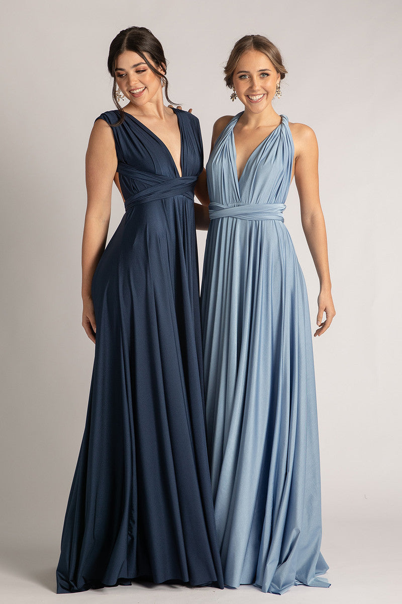 Luxe Satin Ballgown Multiway Infinity Dress in Navy