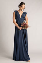 Luxe Satin Ballgown Multiway Infinity Dress in Navy