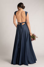 Luxe Satin Ballgown Multiway Infinity Dress in Navy