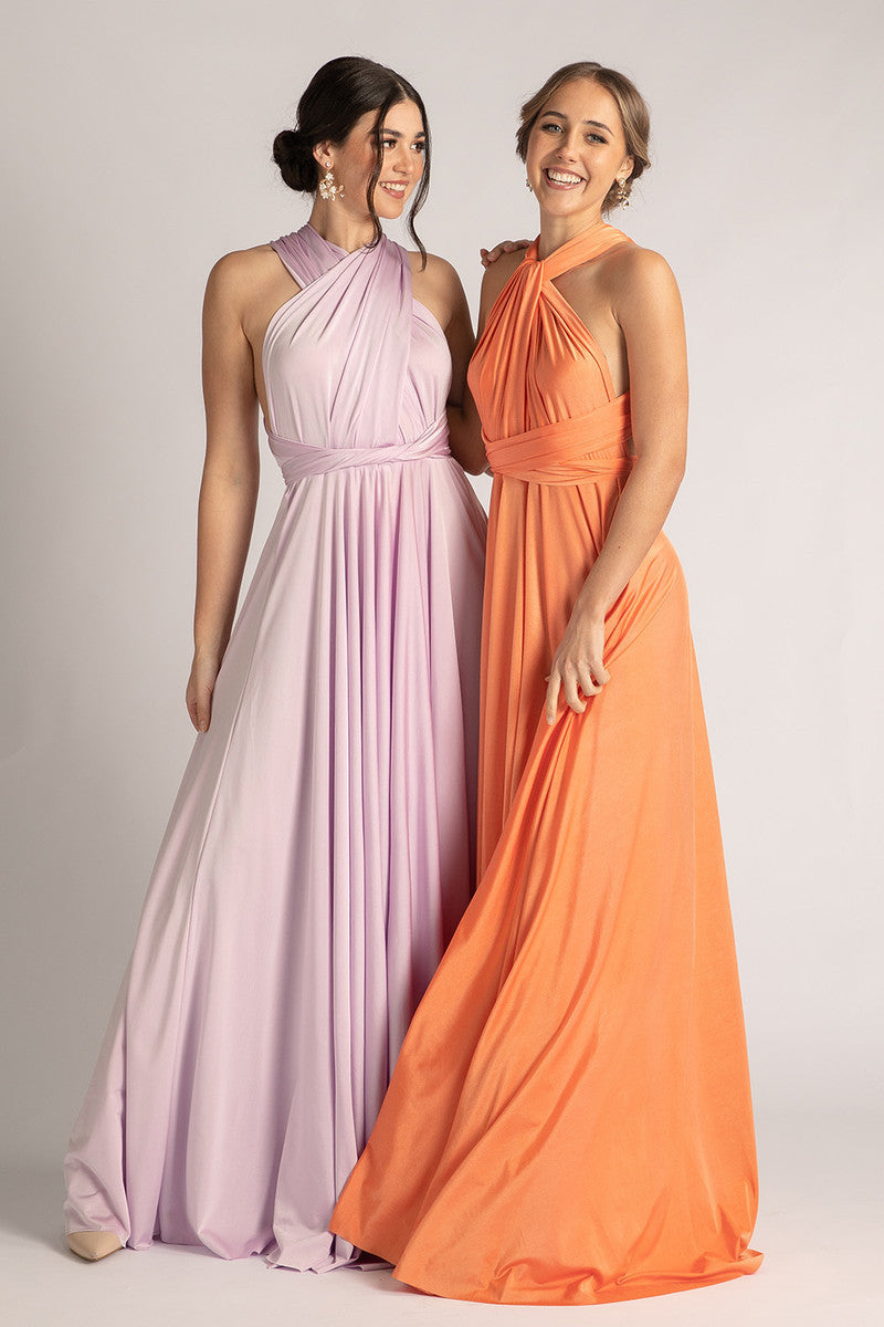 Luxe Satin Ballgown Multiway Infinity Dress in Pastel Lilac