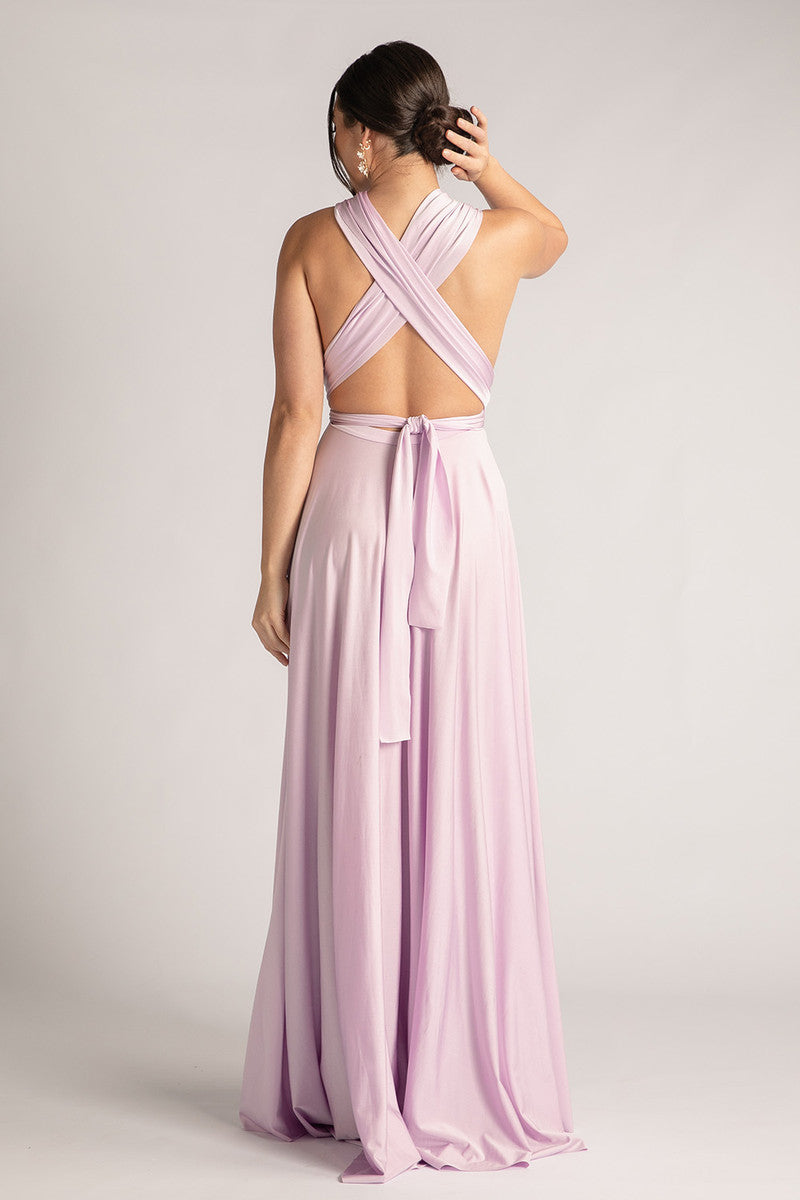 Luxe Satin Ballgown Multiway Infinity Dress in Pastel Lilac