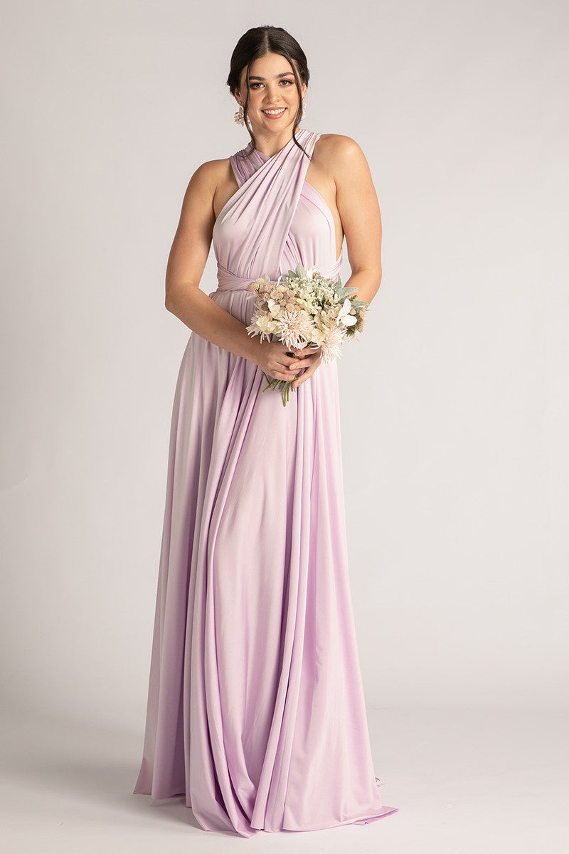 Luxe Satin Ballgown Multiway Infinity Dress in Pastel Lilac