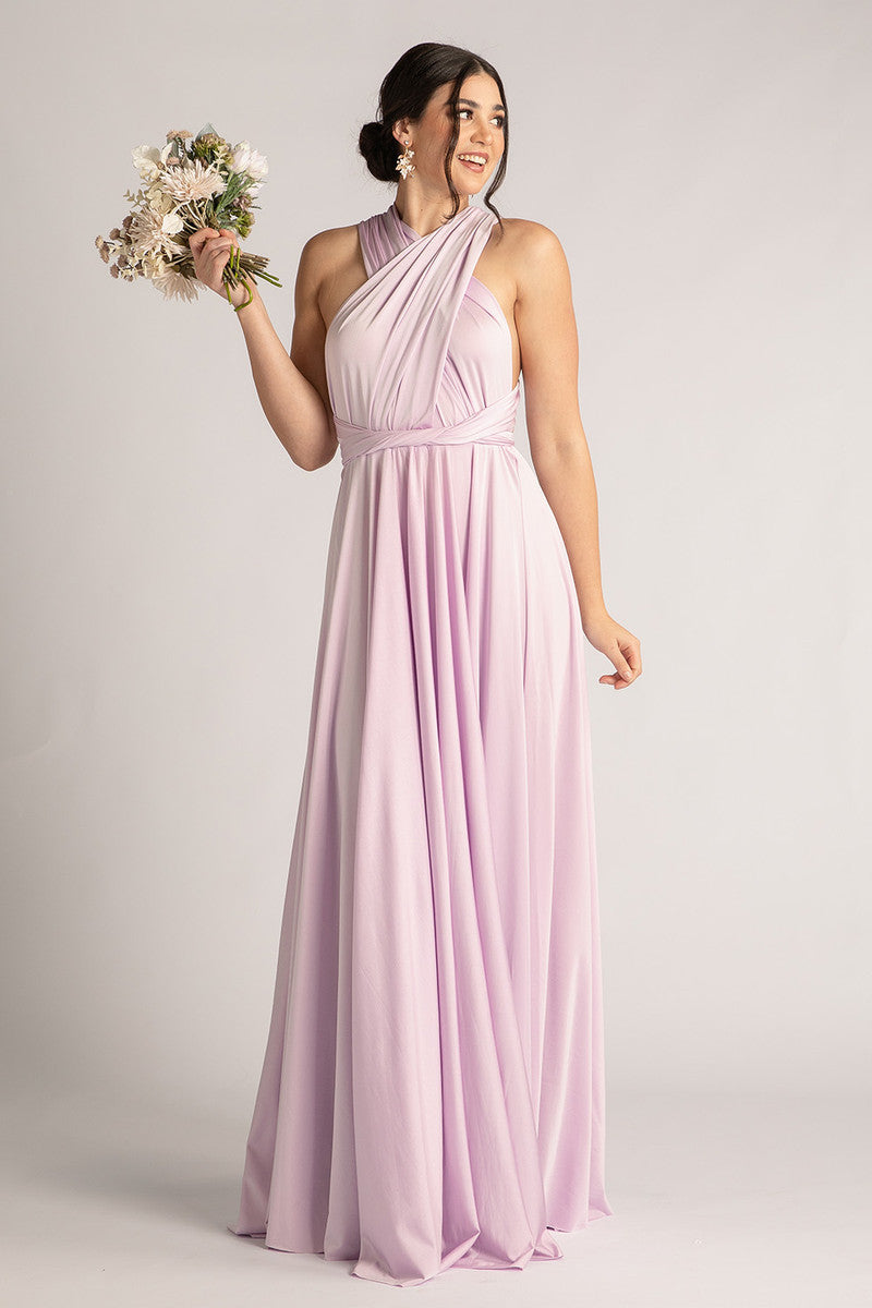 Luxe Satin Ballgown Multiway Infinity Dress in Pastel Lilac