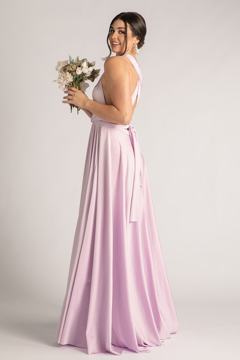 Luxe Satin Ballgown Multiway Infinity Dress in Pastel Lilac