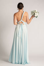 Luxe Satin Ballgown Multiway Infinity Dress in Pastel Blue