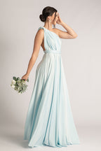 Luxe Satin Ballgown Multiway Infinity Dress in Pastel Blue