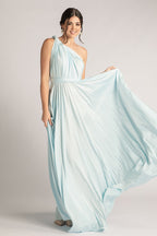 Luxe Satin Ballgown Multiway Infinity Dress in Pastel Blue