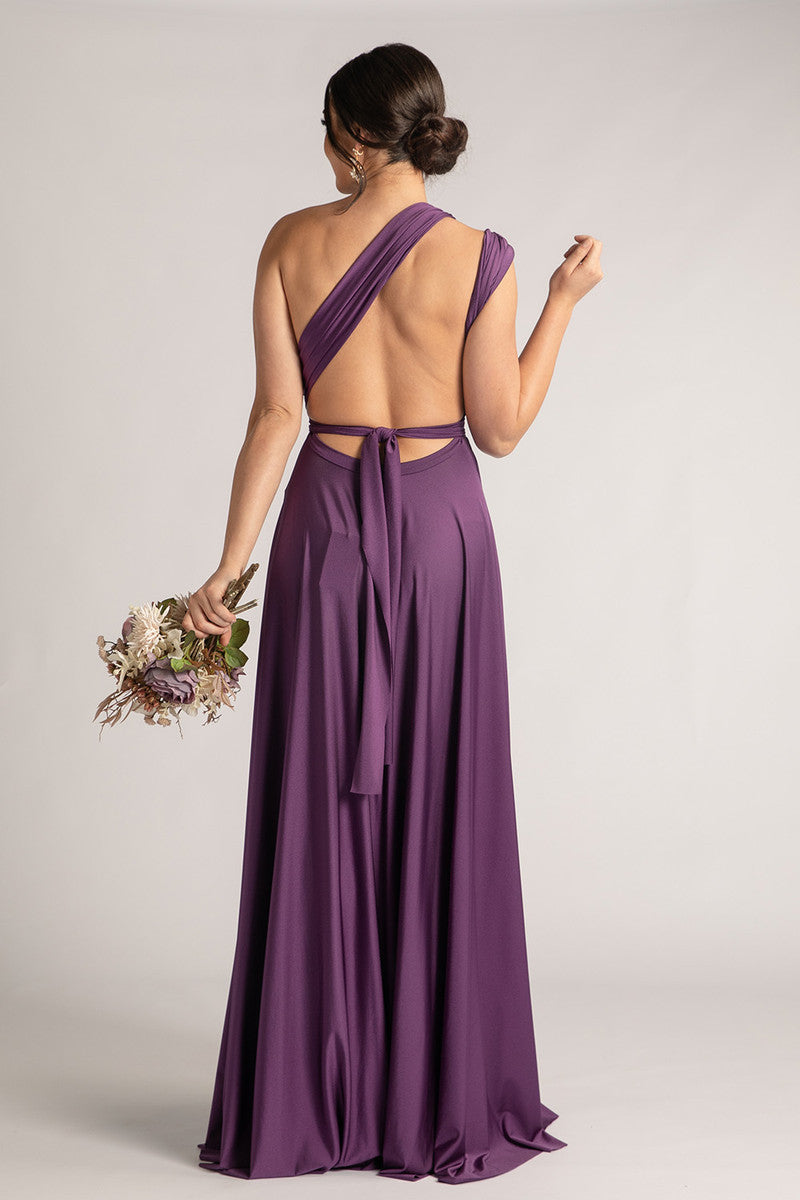 Luxe Satin Ballgown Multiway Infinity Dress in Dark Purple