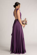 Luxe Satin Ballgown Multiway Infinity Dress in Dark Purple