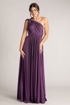 Luxe Satin Ballgown Multiway Infinity Dress in Dark Purple