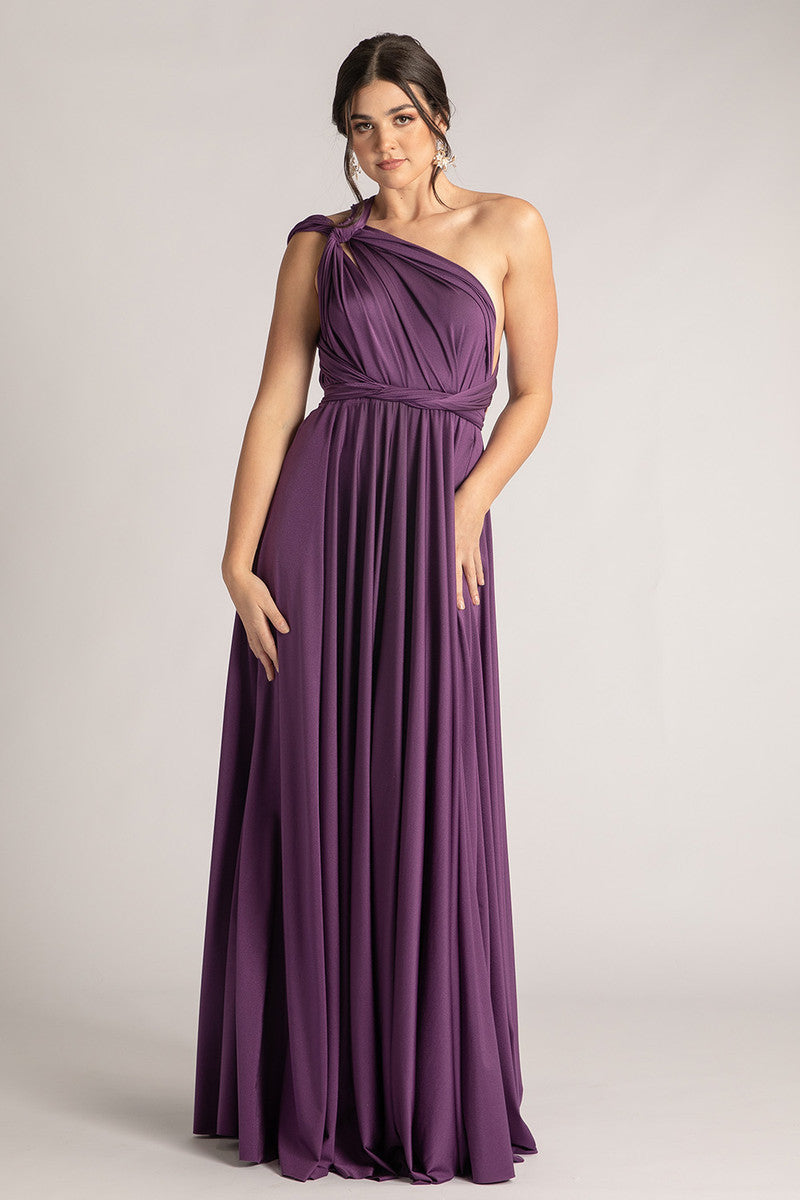 Luxe Satin Ballgown Multiway Infinity Dress in Dark Purple