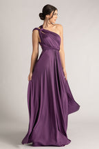 Luxe Satin Ballgown Multiway Infinity Dress in Dark Purple