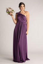 Luxe Satin Ballgown Multiway Infinity Dress in Dark Purple