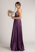 Luxe Satin Ballgown Multiway Infinity Dress in Dark Purple
