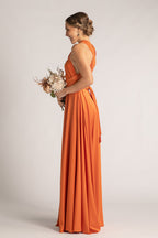 Luxe Satin Ballgown Multiway Infinity Dress in Rustic Orange