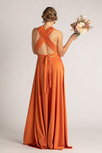 Luxe Satin Ballgown Multiway Infinity Dress in Rustic Orange