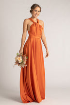 Luxe Satin Ballgown Multiway Infinity Dress in Rustic Orange