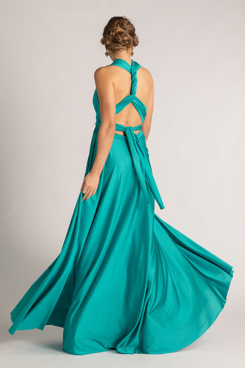 Luxe Satin Ballgown Multiway Infinity Dress in Teal