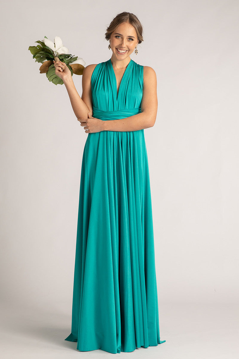 Luxe Satin Ballgown Multiway Infinity Dress in Teal