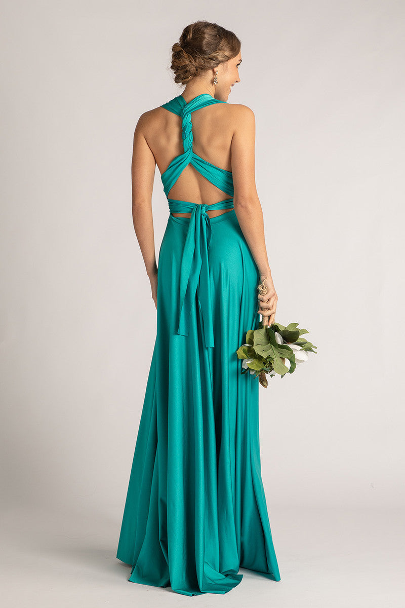 Luxe Satin Ballgown Multiway Infinity Dress in Teal