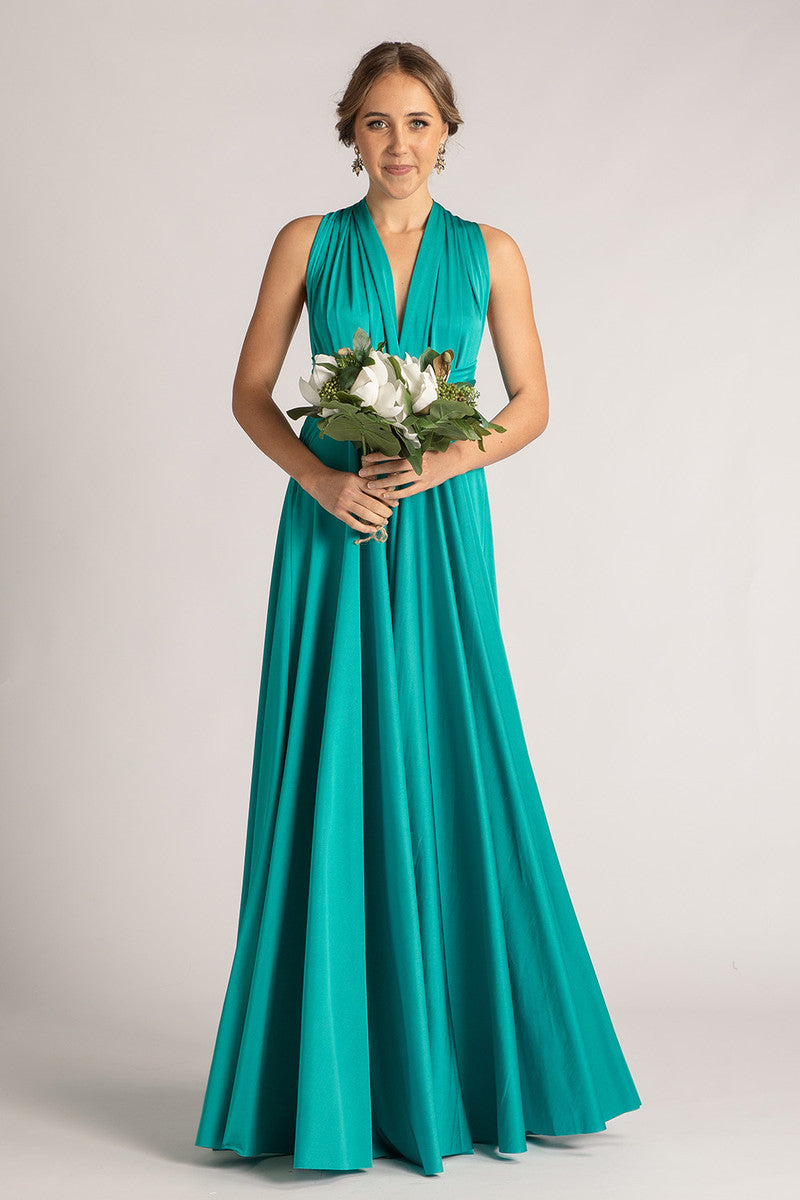 Luxe Satin Ballgown Multiway Infinity Dress in Teal