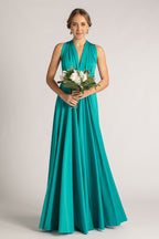 Luxe Satin Ballgown Multiway Infinity Dress in Teal